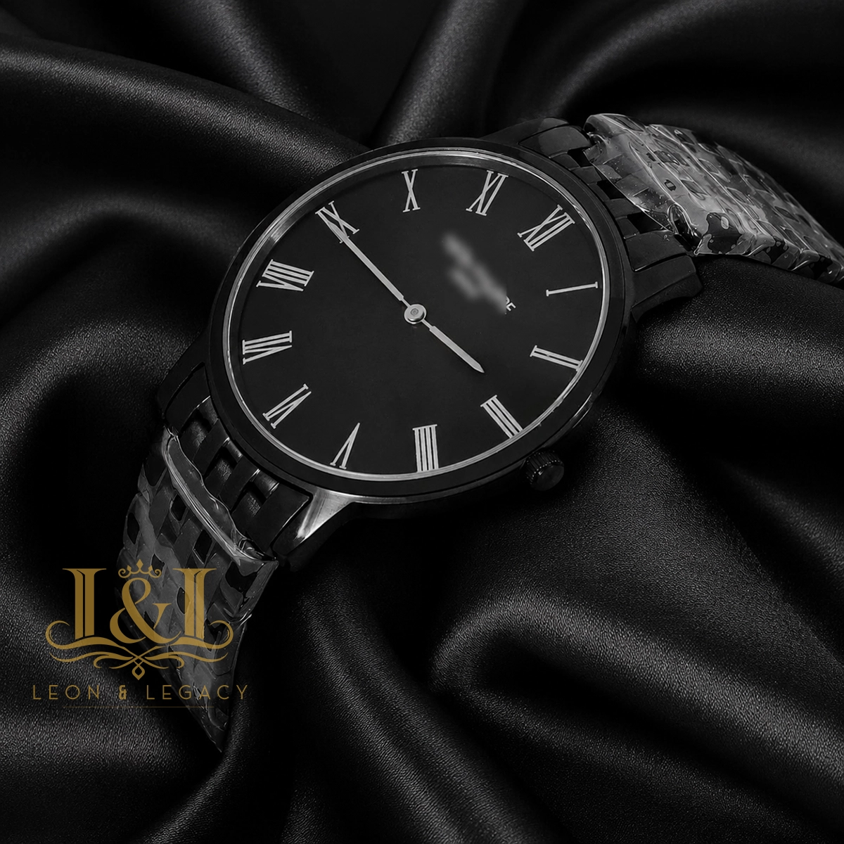 All Black Watch with Dial and Roman Figure Chain 1 copy