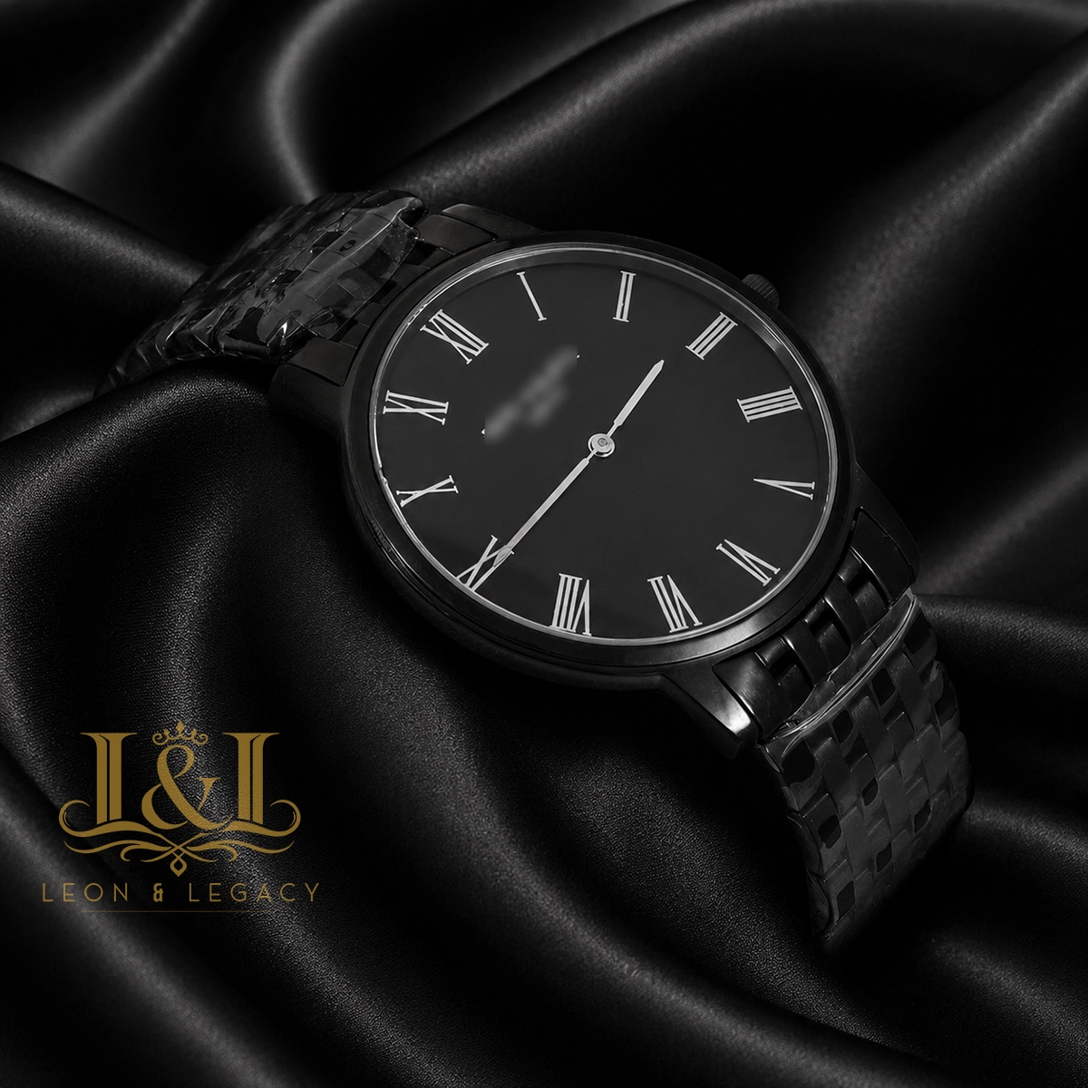 All Black Watch with Dial and Roman Figure Chain