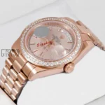 All Rose Gold Stone Bezel Automatic Watch