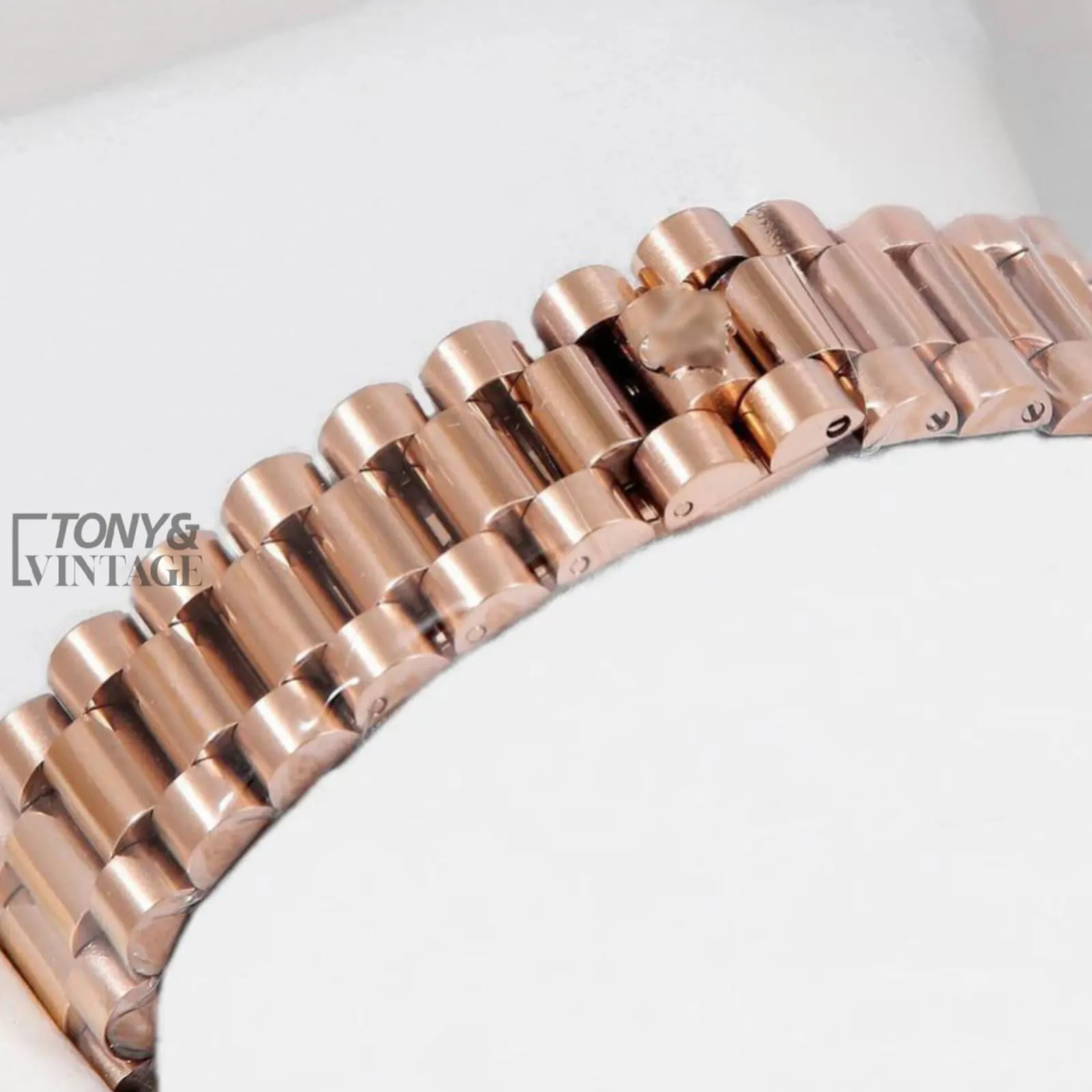 "All Rose Gold Stone Bezel & Deep Green Dial Automatic Watch "