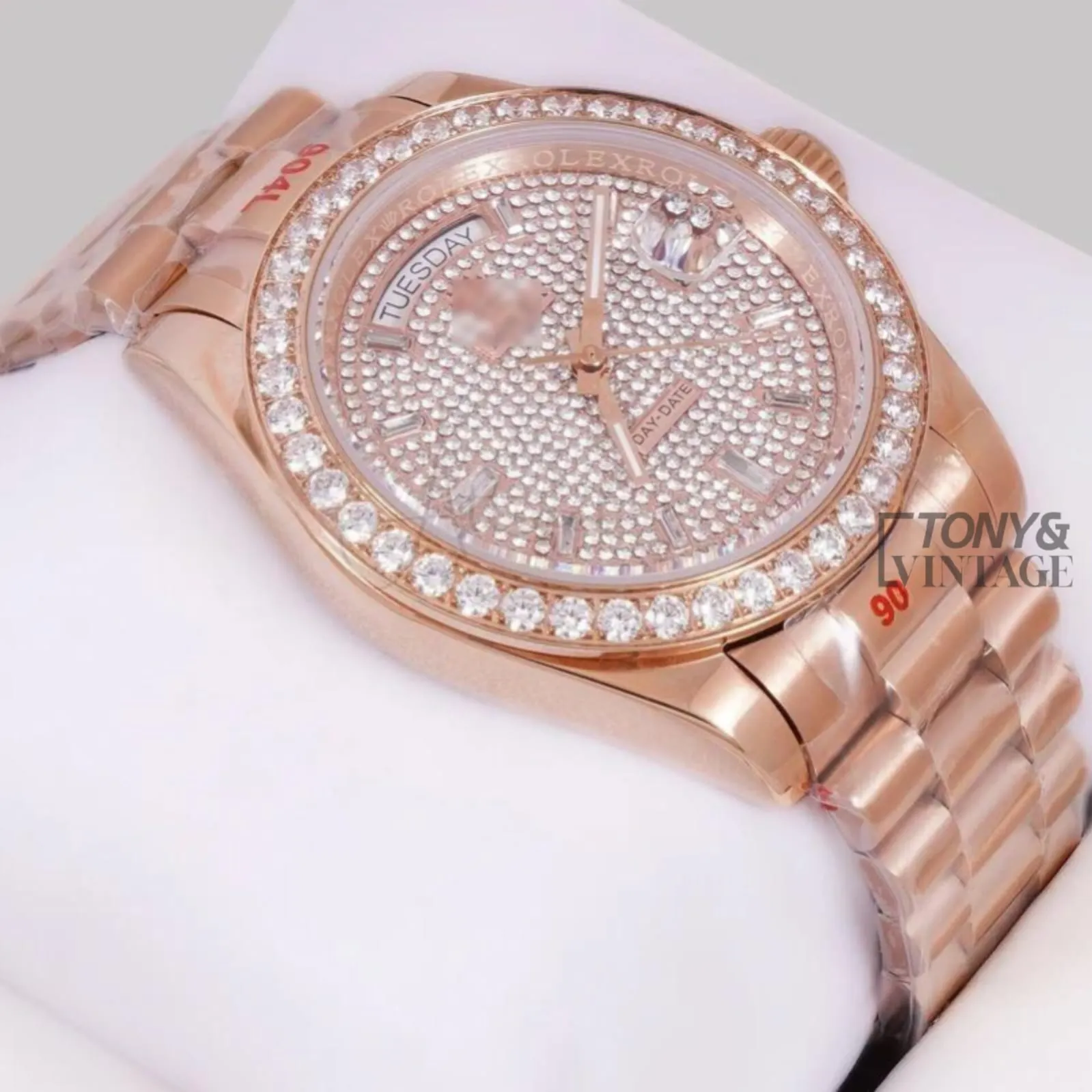 All Rose Gold Stone Dial & Bezel Automatic Watch