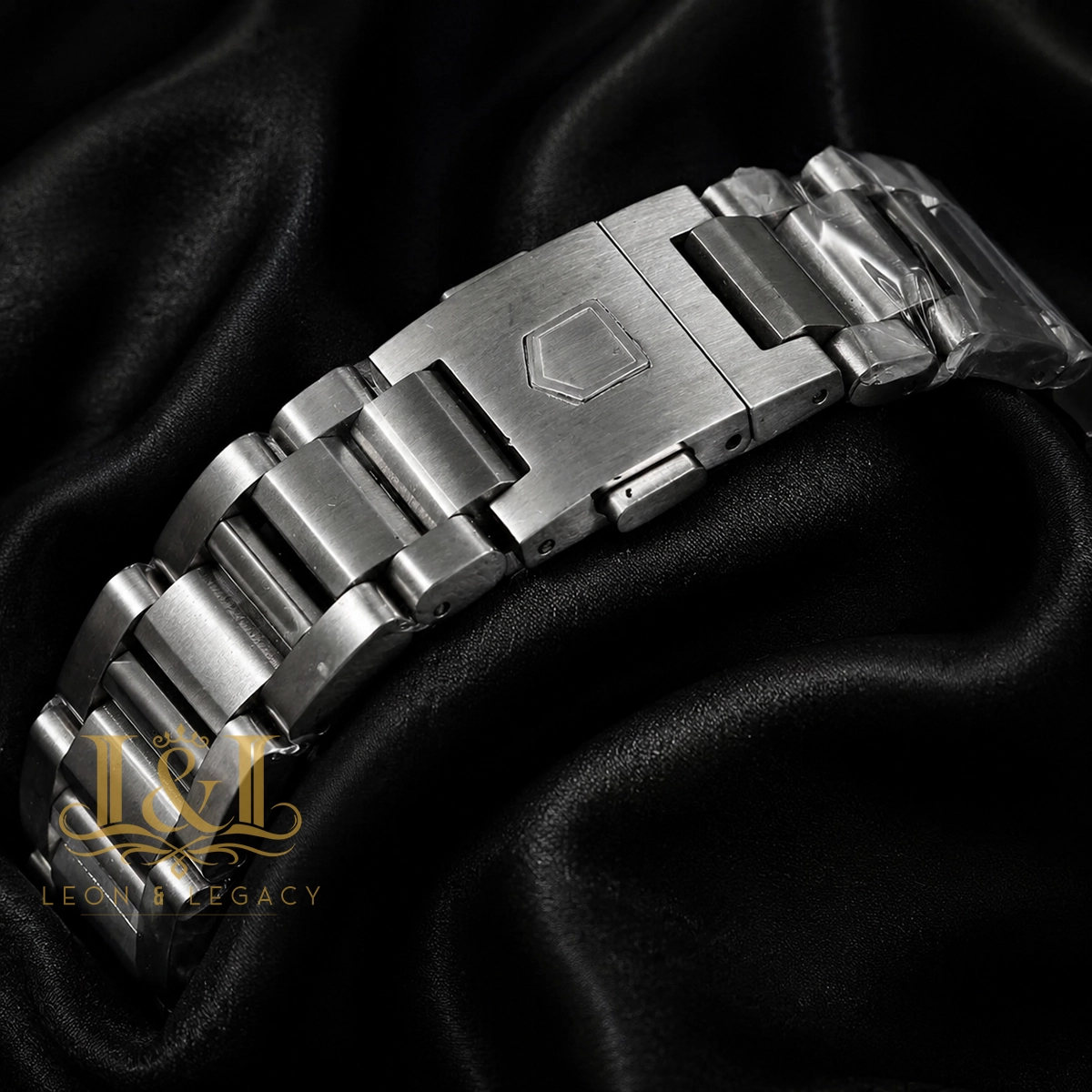 All Silver Chronograph Watch with Blue Dial and Bezel