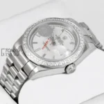 All Silver Stone Bezel & White Dial Automatic Watch
