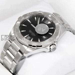 "All Silver Watch with Deep Black Dial