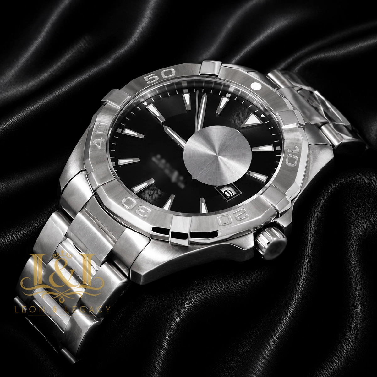 All Silver Watch with Deep Black Dial1 copy TAG Heuer Aquaracer Quartz Replica Watch WAY1110.BA0910