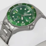 All Silver Watch with Green Dial & Bezel
