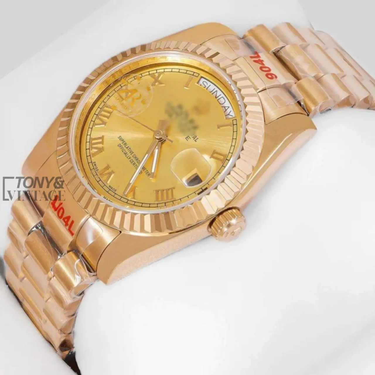 All Yellow Gold Dial Roman Figure Automatic Watch
