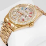 All Yellow Gold Stone Dial & Bezel Automatic Watch