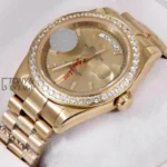 All Yellow Gold Watch with Stone Numeral Dial