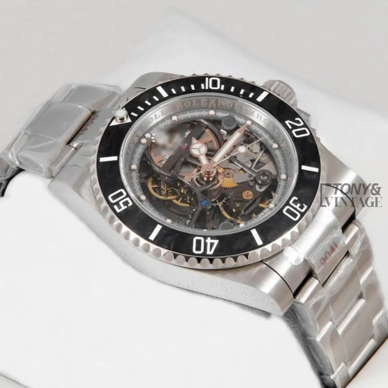 Andrea Pirlo Silver Skeleton Dial Automatic Watch