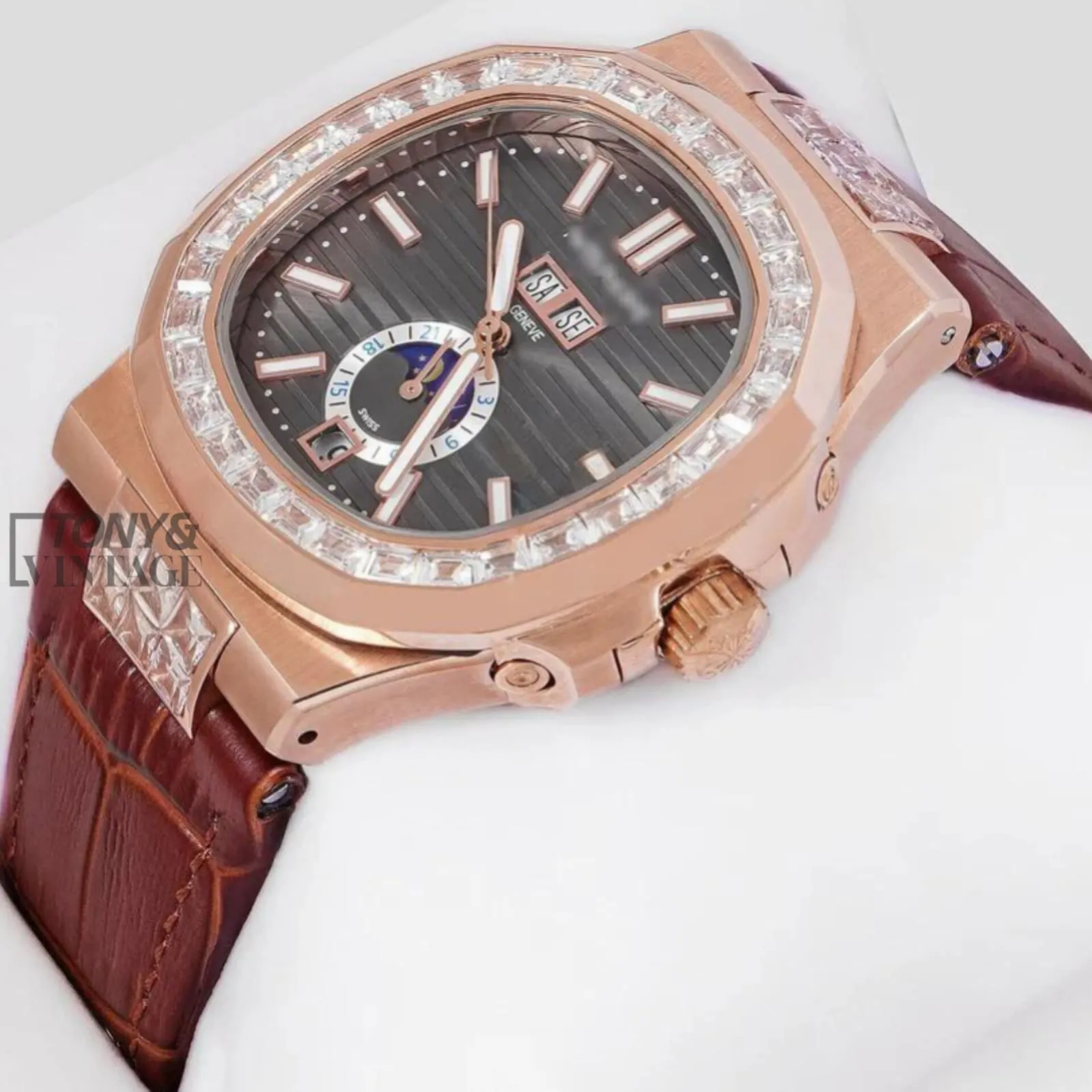 Annual-Calendar-Moon-Phase-Rose-Gold-Watch-with-Stone-Case-Charcoal-Dial-and-Brown-Leather-Strap-1.webp