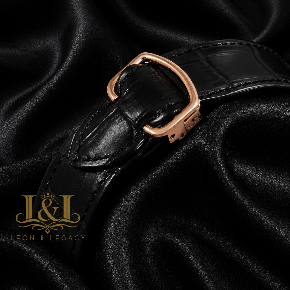 Ballon Bleu Moon Phase Rose Gold Watch With Skeleton Dial and Leather Strap
