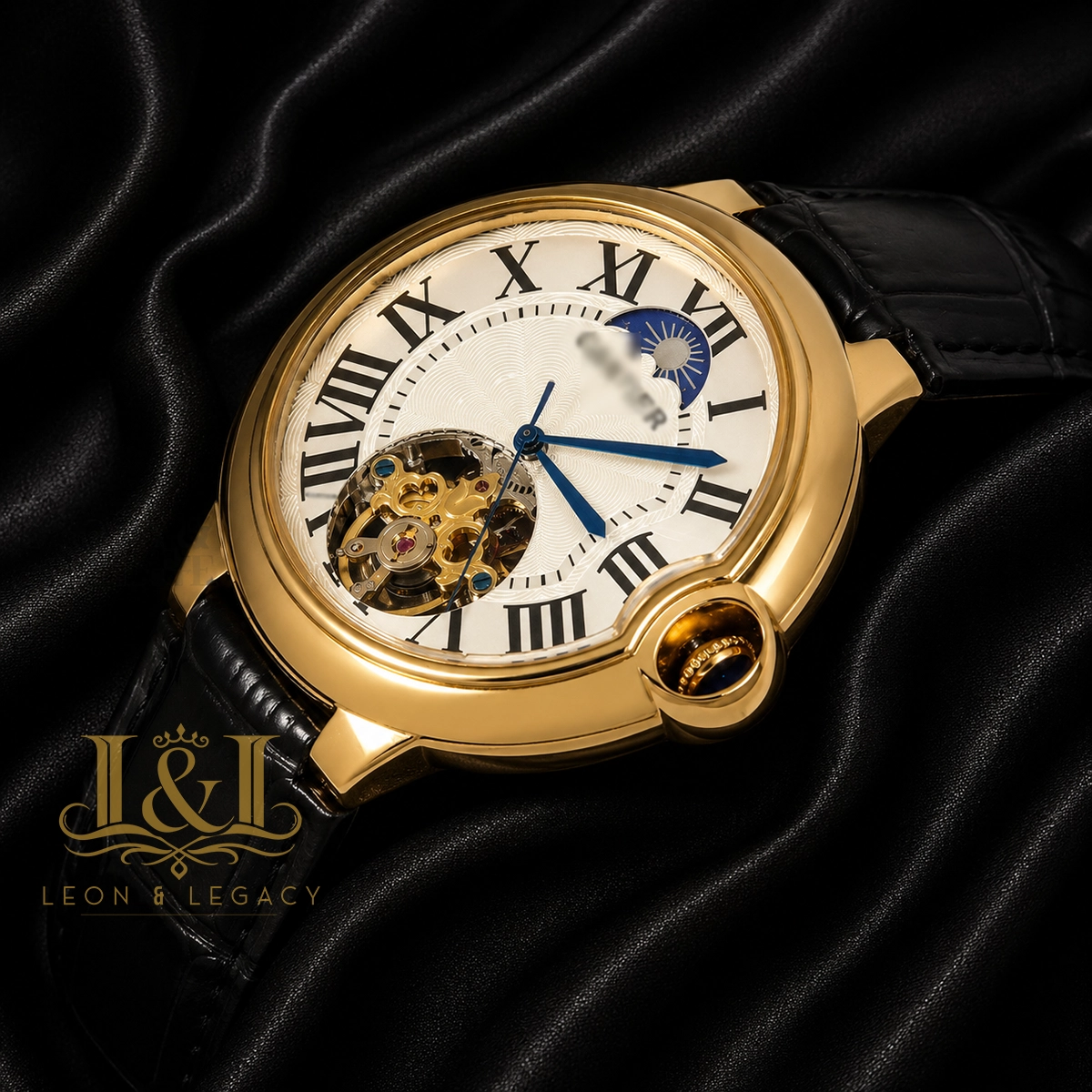 Ballon Bleu Tourbillon Watch in Rose Gold With Black Leather Strap 1 copy