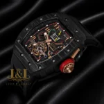 Black Chronograph Watch With Rubber Strap