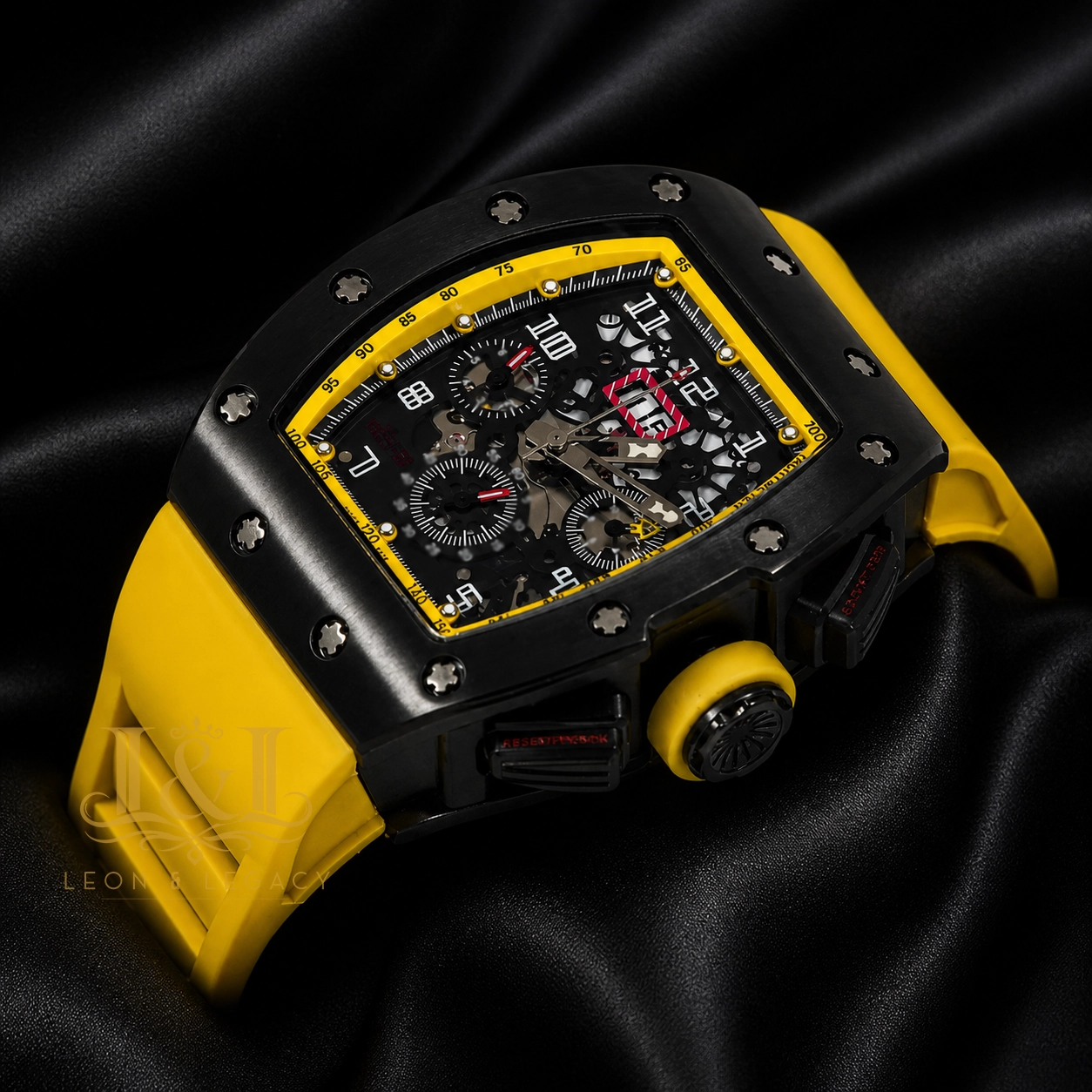 Black Watch With Yellow Rubber Strap and Matching Dial Automatic 1 copy