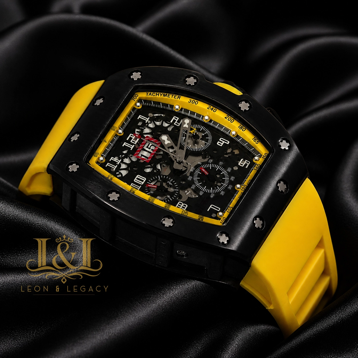 Black Watch With Yellow Rubber Strap and Matching Dial Automatic