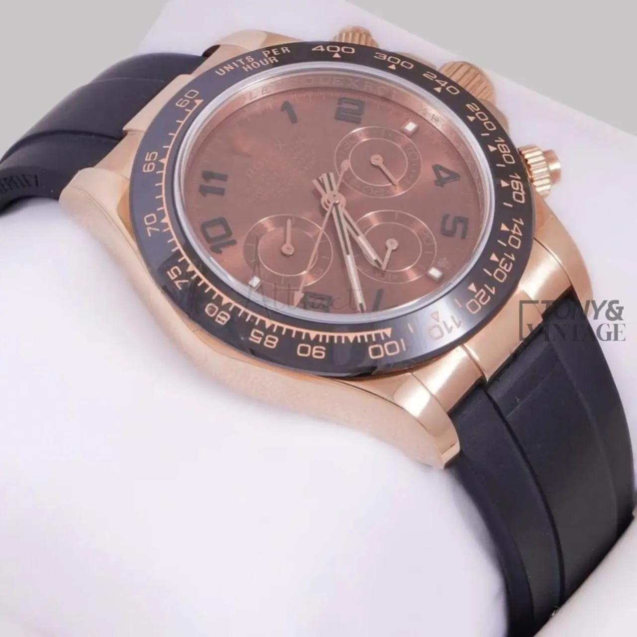 Chronograph 40 Rose Gold Case Brown Dial & Black Rubber Strap