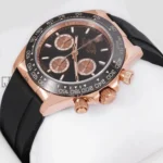 Chronograph 40 Rose Gold Case Ceramic Bezel Black Dial Rubber Strap