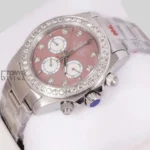 Chronograph 40 Silver Pink Dial Stone Bezel