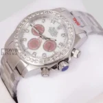 Chronograph 40 Silver White Dial Stone Bezel