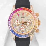 Chronograph 40 Yellow Gold Case with Rainbow Stone Bezel