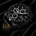 Chronograph All Black Watch with Black Dotted Strap