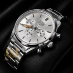 Chronograph All Silver Chain Watch with Matching Dial