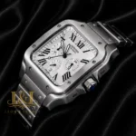 Chronograph All Silver Watch With Dial and Chain