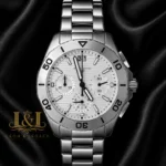 Chronograph All Silver Watch with Dial & Chain
