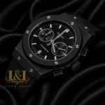 Chronograph Black Case With Black Dial & Black Rubber Strap