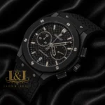Chronograph Black Watch With Matching Dial and PVC Strap