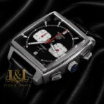 Chronograph Final Edition Silver Case with Black Dial and Black Leather Strap Watch