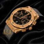 Chronograph Rose Gold Case With Black Dial & Grey Velvet Strap