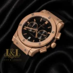 Chronograph Rose Gold Case With Black Dial & Rubber Strap