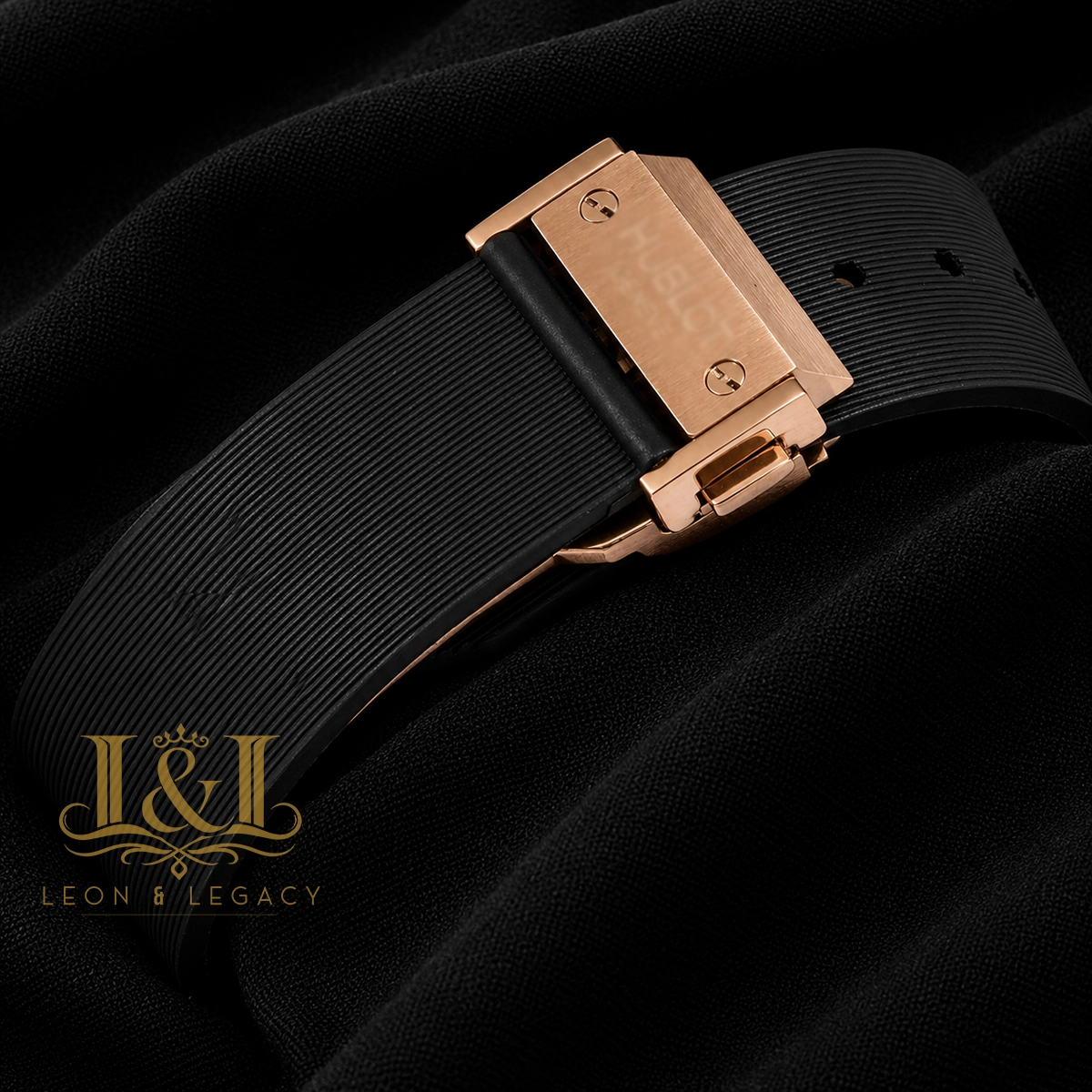 Chronograph Rose Gold Case With Brown Skeleton Dial & Black Rubber Strap
