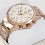 Chronograph Rose Gold Watch with White Dial