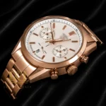 Chronograph Rose Gold Watch with White Dial