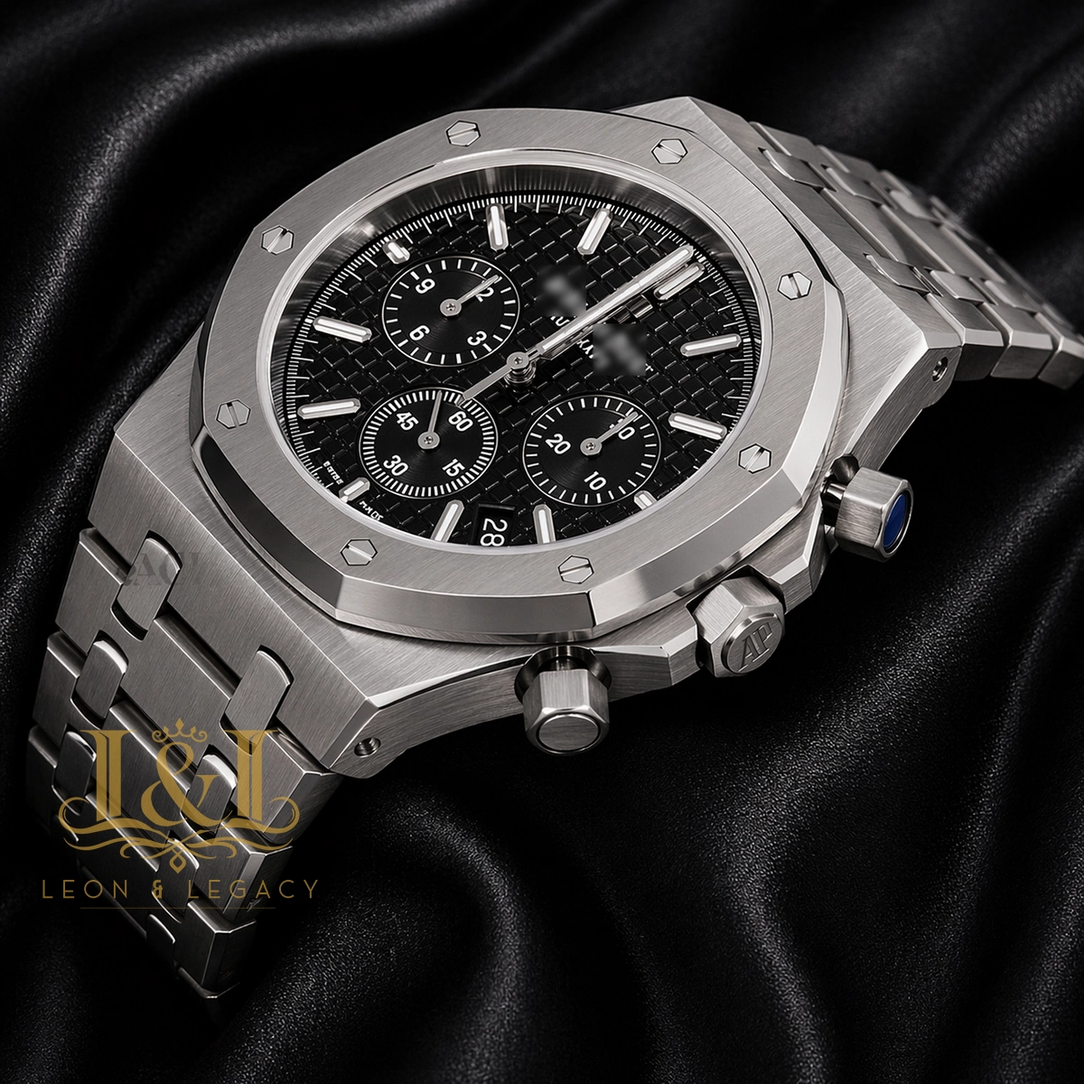 Chronograph Silver Black Dial 1 copy