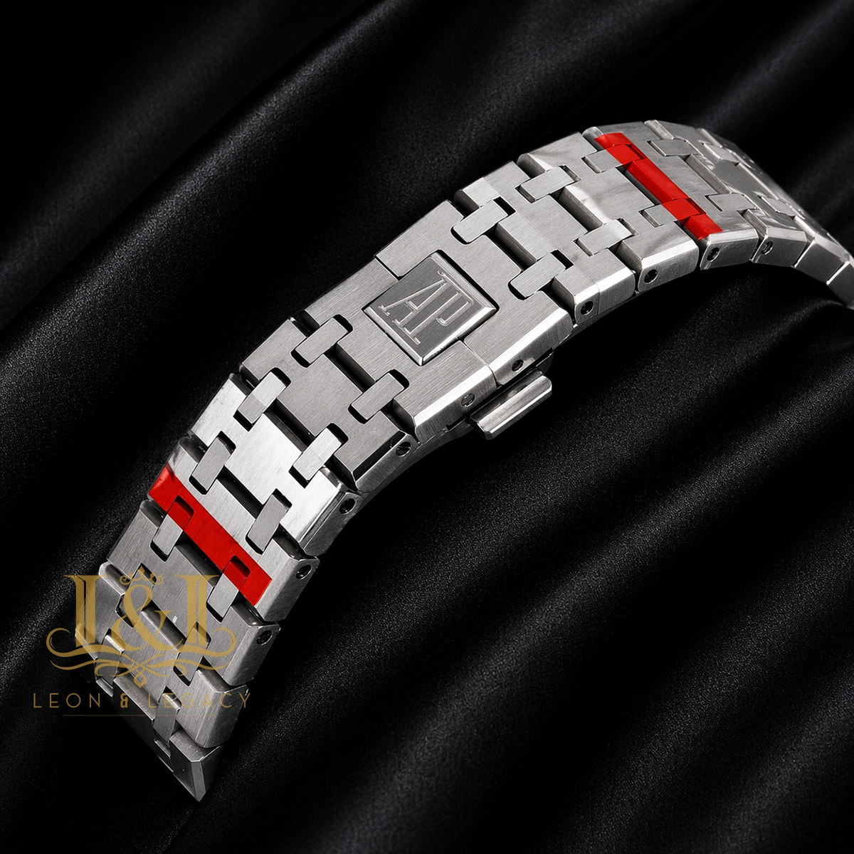 Chronograph Silver Black Dial Stone Bezel