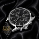 Chronograph Silver Case with Grey Dial and Leather Strap Watch