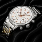 Chronograph Silver Chain Watch with White Dial