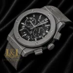 Chronograph Silver Matt Watch with Skeleton Dial and Strap