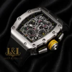 Chronograph Silver Watch With Black Rubber Strap