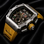 Chronograph Silver Watch With Yellow Rubber Strap