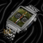 Chronograph Silver Watch with Green Dial