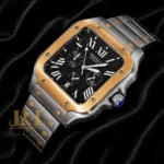 Two Tone Yellow Gold Watch With Black Dial