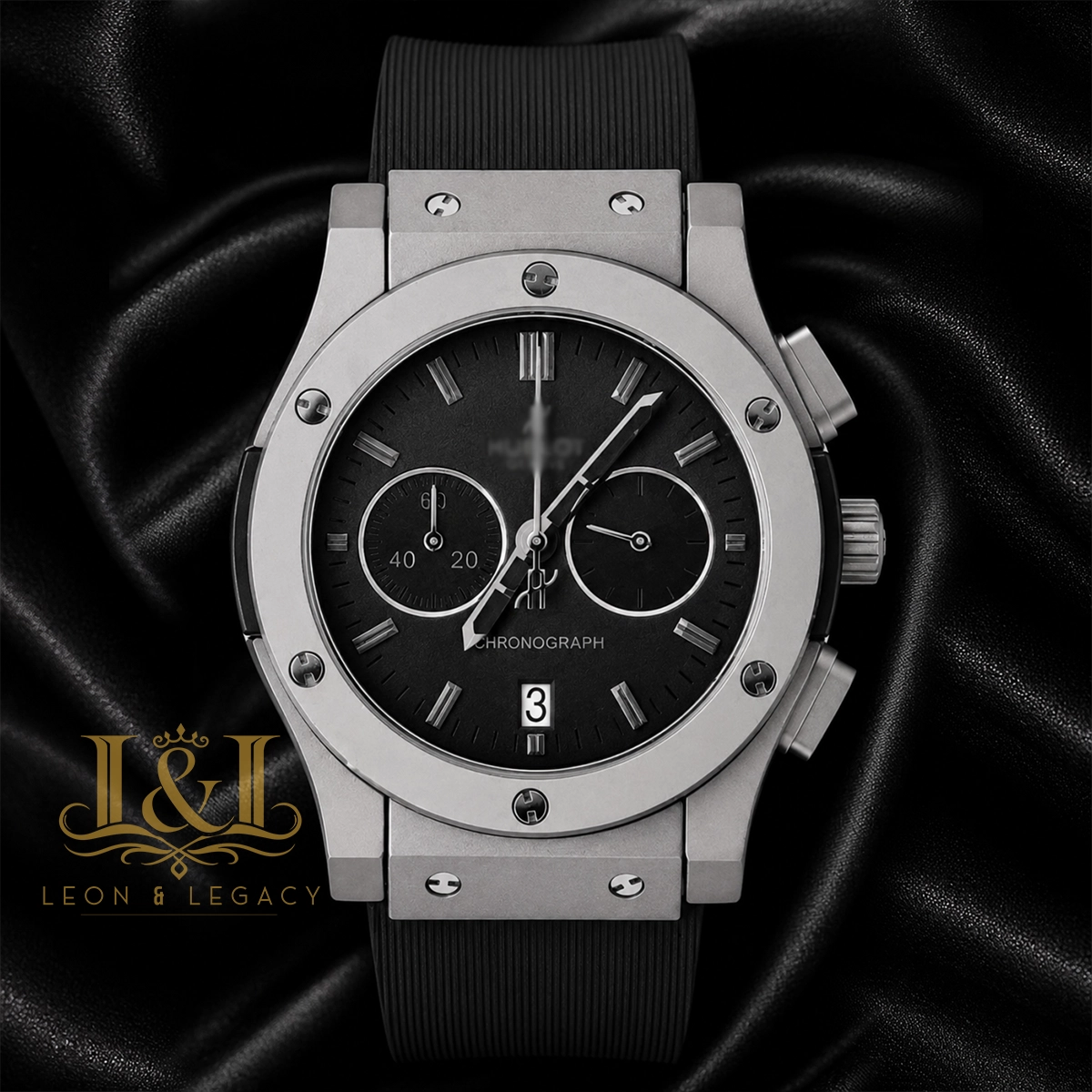 Chronograph Watch in Silver With Gray Dial and PVC Strap