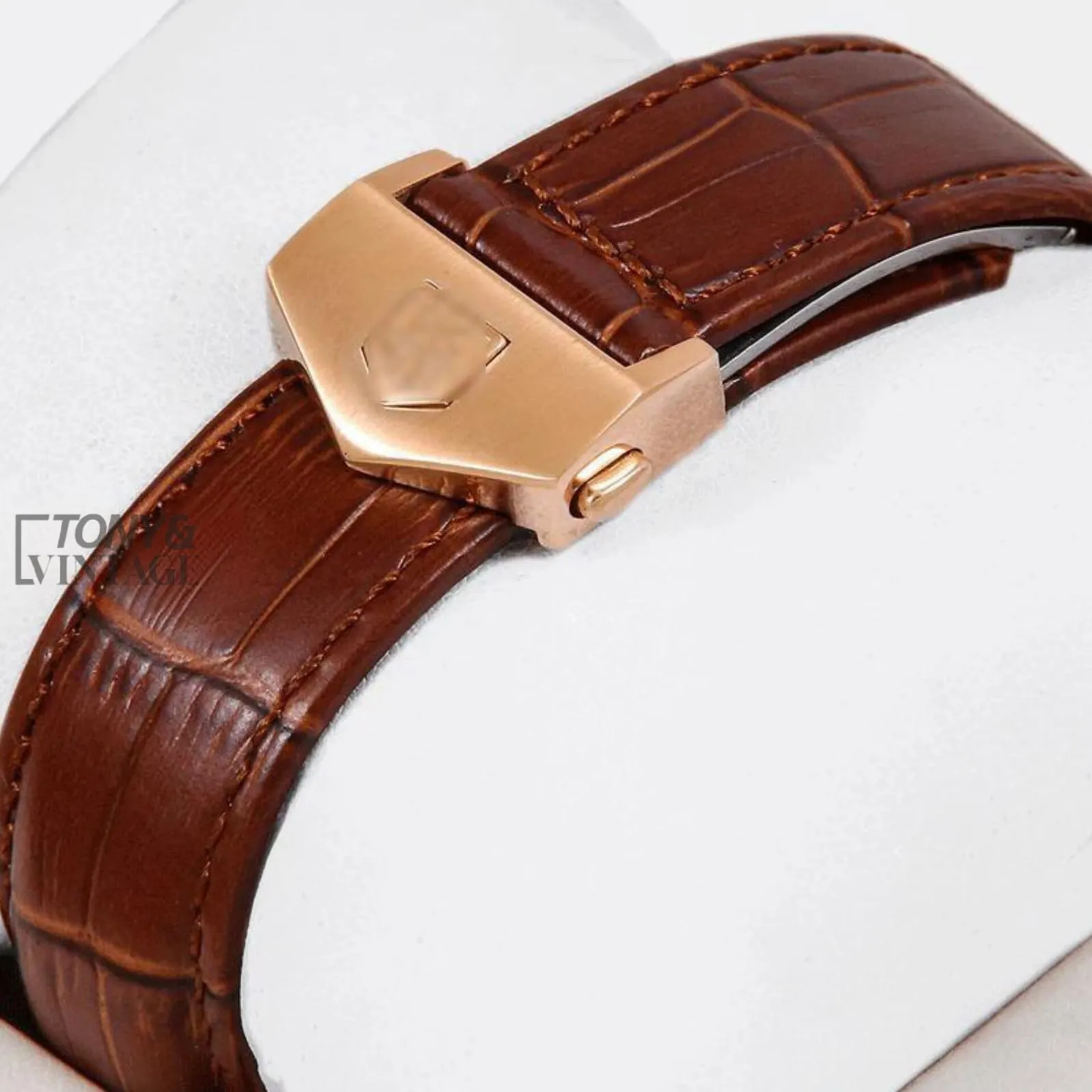 Chronograph Watch with Brown Dial and Brown Leather Strap