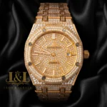 Full Stone Yellow Gold Dial Automatic Watch