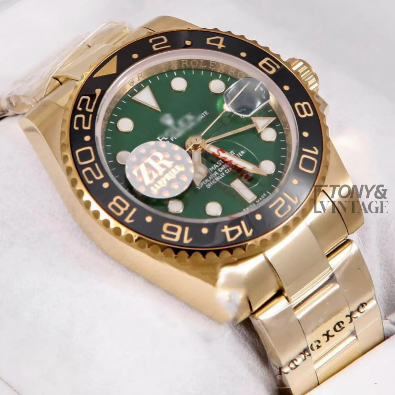 GMT 40 Yellow Gold Green Dial Automatic Watch